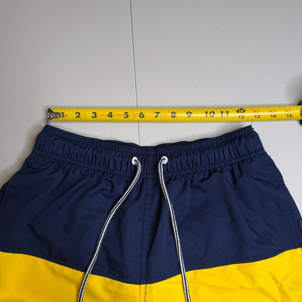 Speedo Mens Small Swim Trunks Navy Blue Yellow Colorblock Mesh Lined - Picture 6 of 12